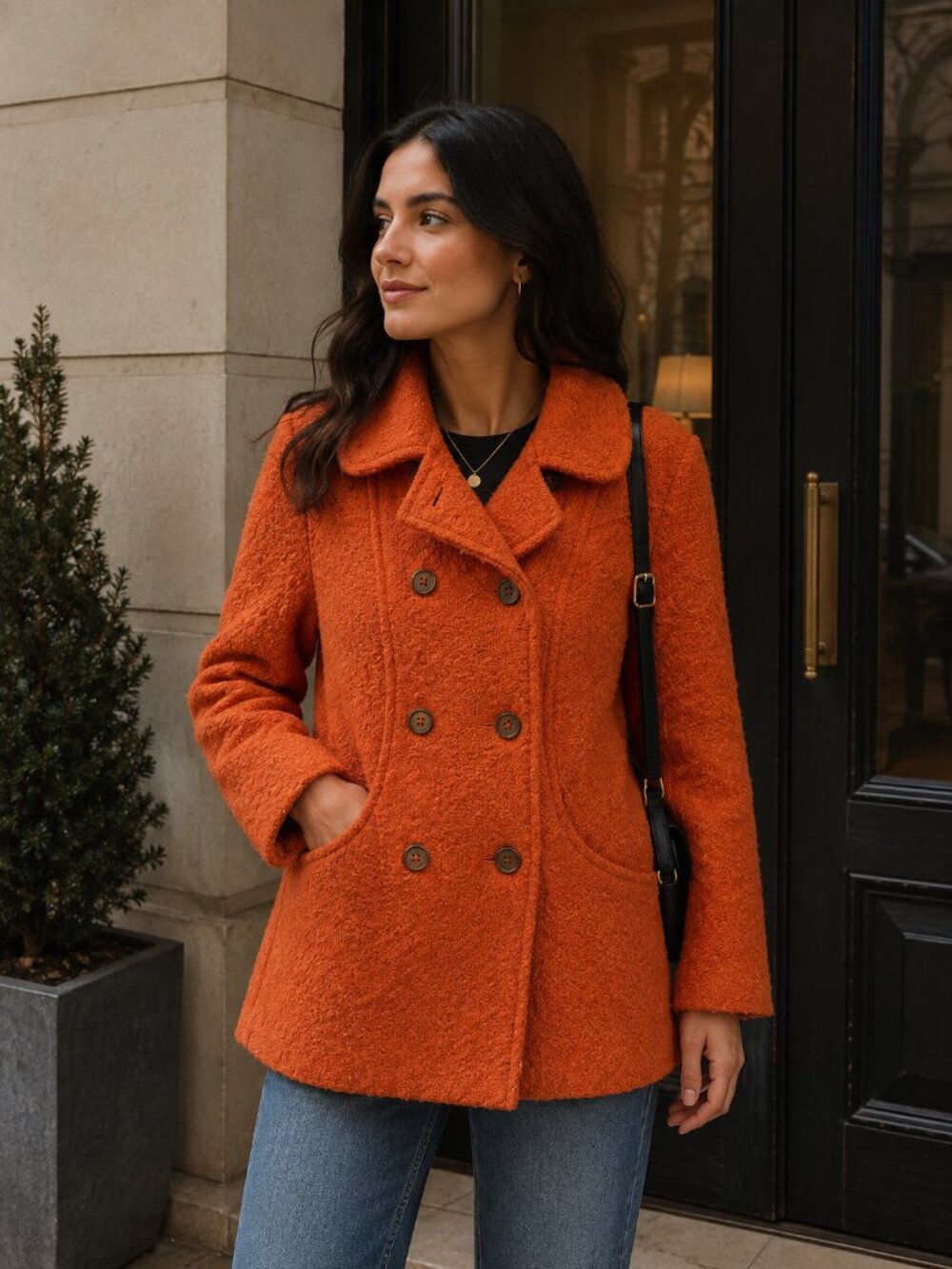 Tulle By Anthropologie Double-Breasted Peacoat